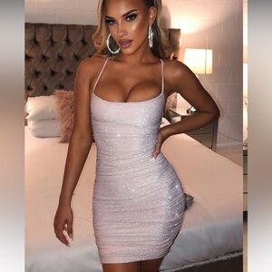 Baby boo Pink Ruched Mini Dress